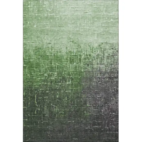 Green Gray And Charcoal Ombre Washable Area Rug With UV Protection Photo 2