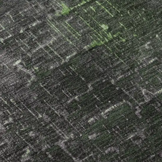 Green Gray And Charcoal Ombre Washable Area Rug With UV Protection Photo 8