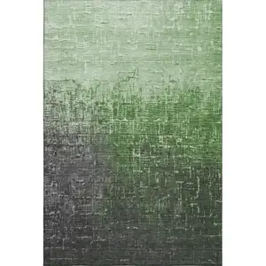 Photo of Green Gray And Charcoal Ombre Washable Area Rug With UV Protection