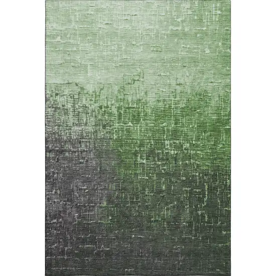 Green Gray And Charcoal Ombre Washable Area Rug With UV Protection Photo 1