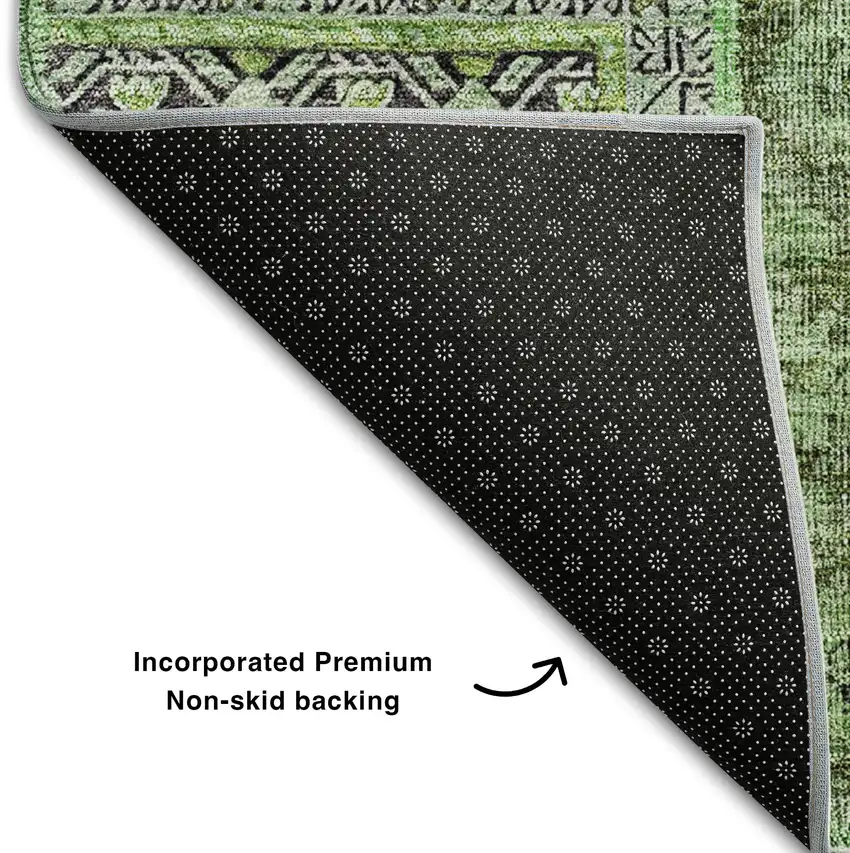 Green Gray And Charcoal Patchwork Washable Area Rug With UV Protection Photo 6