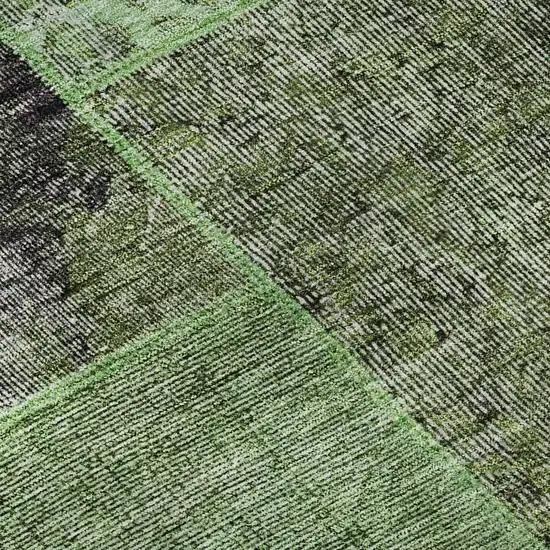 Green Gray And Charcoal Patchwork Washable Area Rug With UV Protection Photo 9
