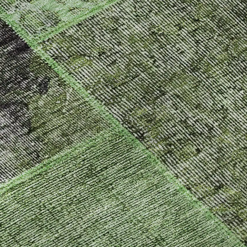 Green Gray And Charcoal Patchwork Washable Area Rug With UV Protection Photo 9