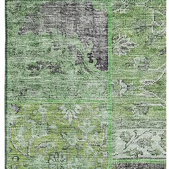 Green Gray And Charcoal Patchwork Washable Area Rug With UV Protection Photo 3