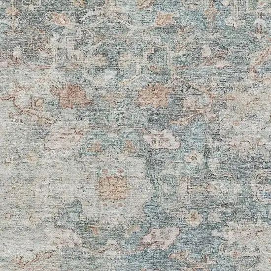 Green Gray And Copper Floral Washable Area Rug With UV Protection Photo 3