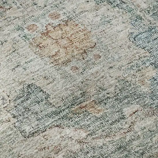 Green Gray And Copper Floral Washable Area Rug With UV Protection Photo 9