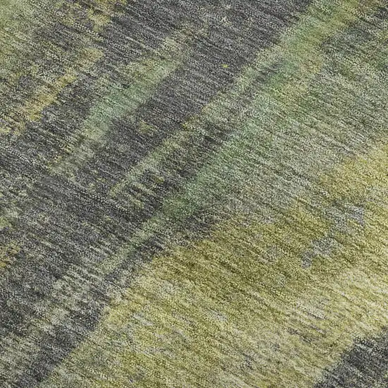 Green Gray And Gold Abstract Washable Area Rug With UV Protection Photo 2