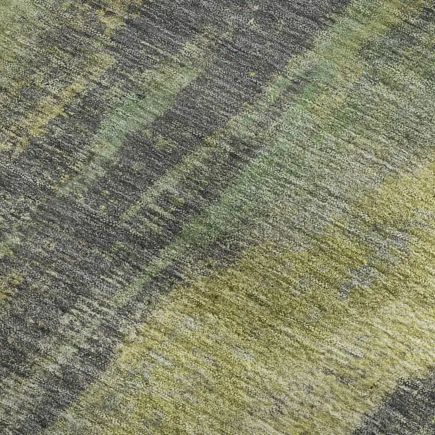 Green Gray And Gold Abstract Washable Area Rug With UV Protection Photo 2