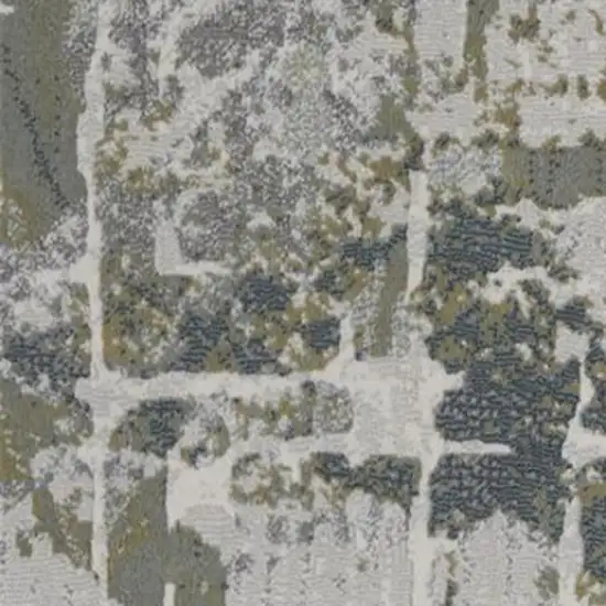 Green Gray And Ivory Abstract Distressed Stain Resistant Area Rug Photo 4