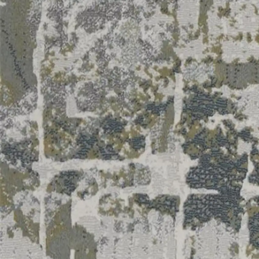 Green Gray And Ivory Abstract Distressed Stain Resistant Area Rug Photo 4