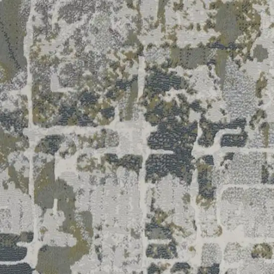Green Gray And Ivory Abstract Distressed Stain Resistant Area Rug Photo 5