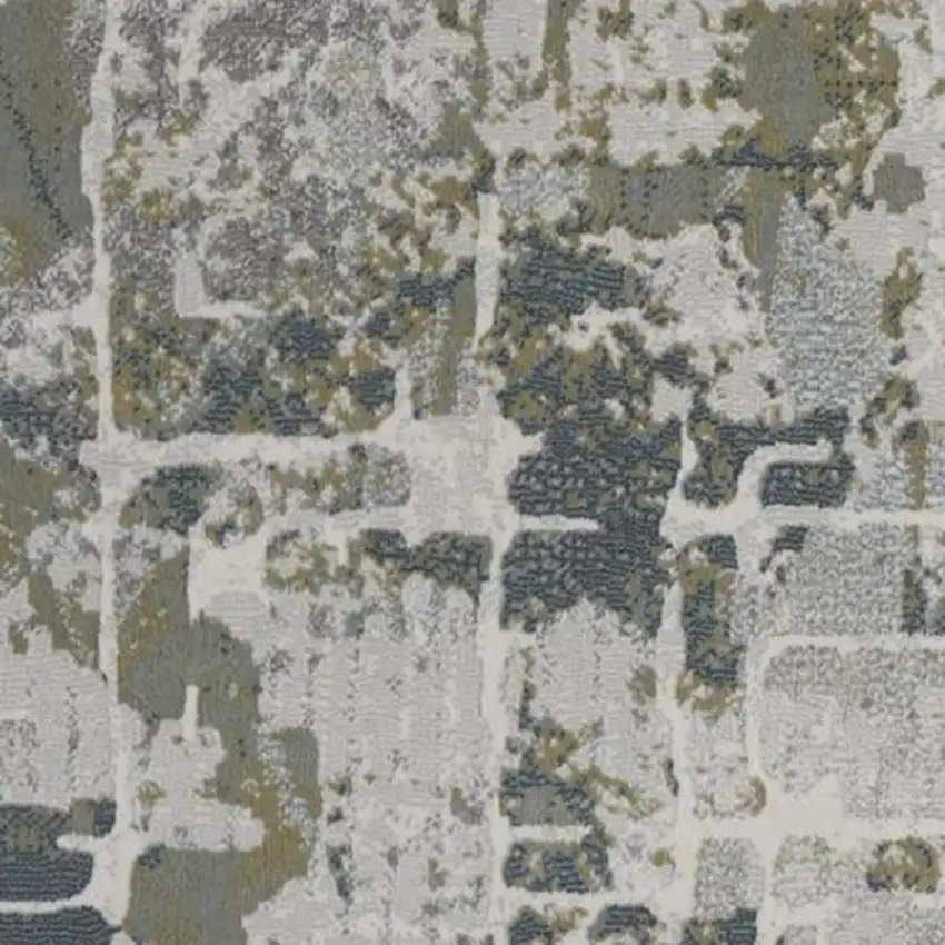 Green Gray And Ivory Abstract Distressed Stain Resistant Area Rug Photo 5