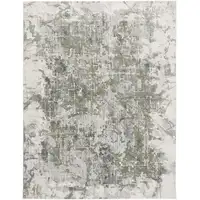 Photo of Green Gray And Ivory Abstract Distressed Stain Resistant Area Rug