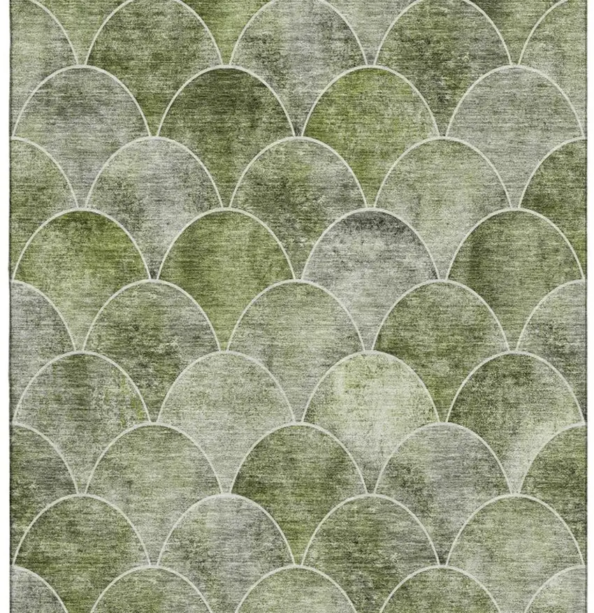 Green Gray And Ivory Abstract Geometric Washable Area Rug With UV Protection Photo 4