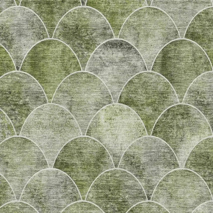 Green Gray And Ivory Abstract Geometric Washable Area Rug With UV Protection Photo 3