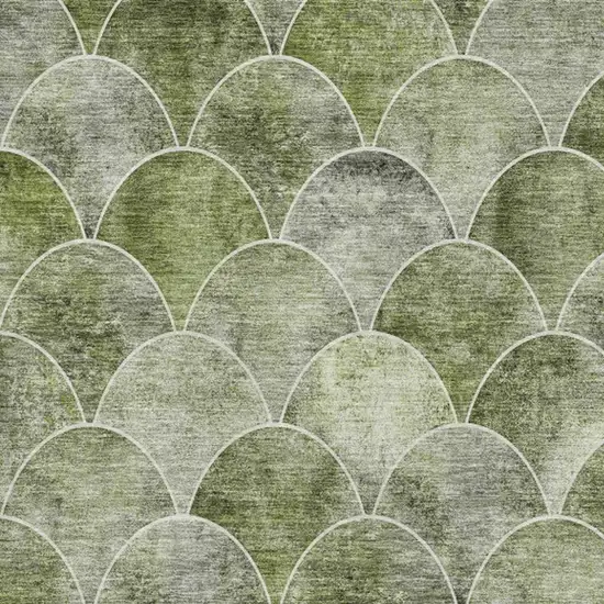 Green Gray And Ivory Abstract Geometric Washable Area Rug With UV Protection Photo 4