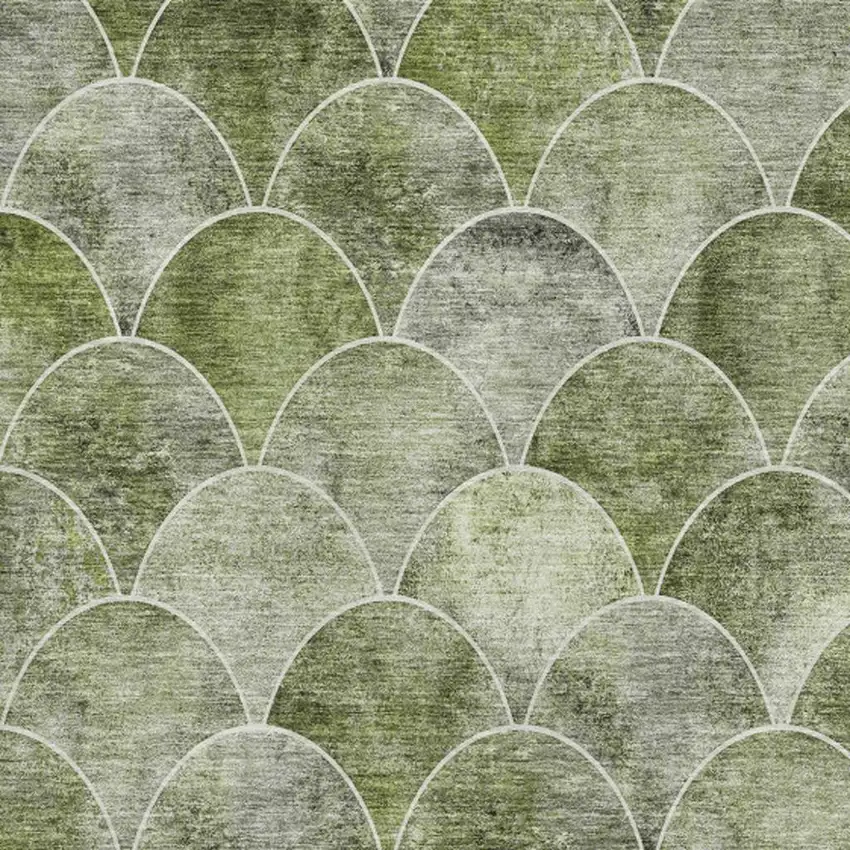 Green Gray And Ivory Abstract Geometric Washable Area Rug With UV Protection Photo 4