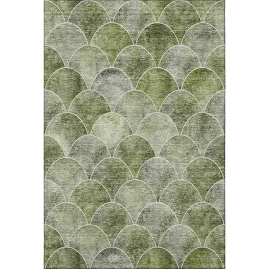 Green Gray And Ivory Abstract Geometric Washable Area Rug With UV Protection Photo 3