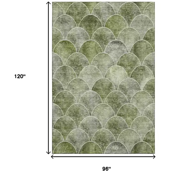 Green Gray And Ivory Abstract Geometric Washable Area Rug With UV Protection Photo 3