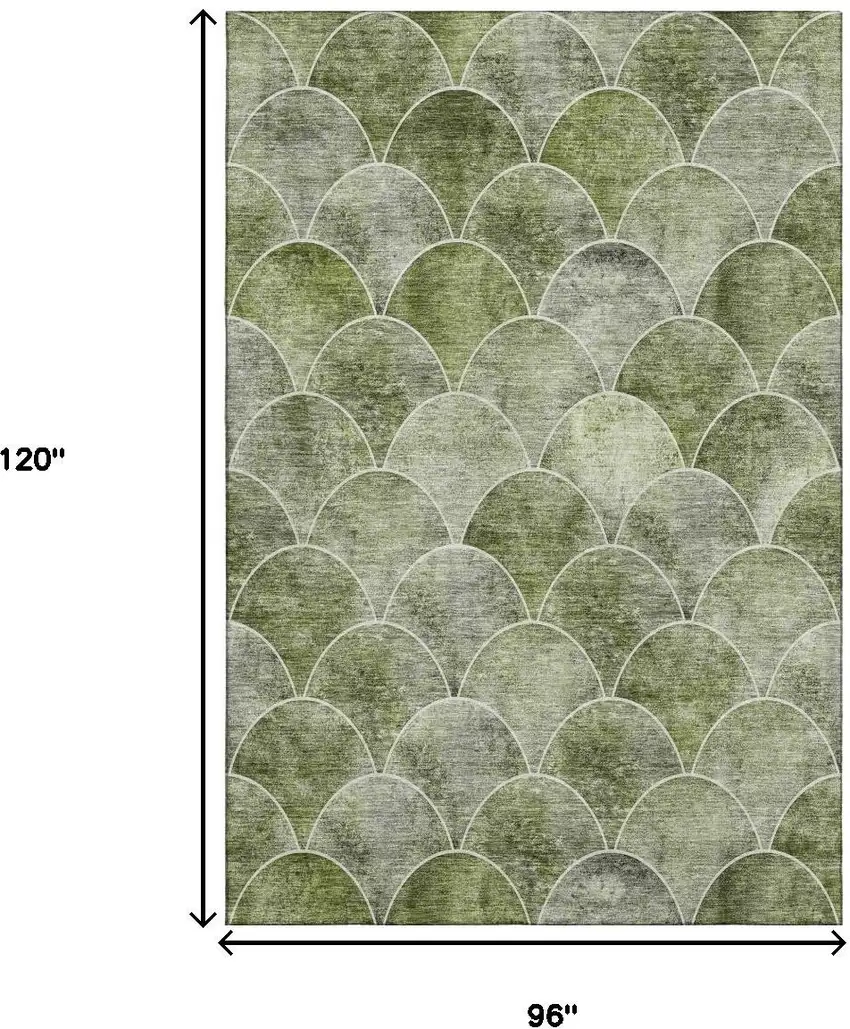 Green Gray And Ivory Abstract Geometric Washable Area Rug With UV Protection Photo 3