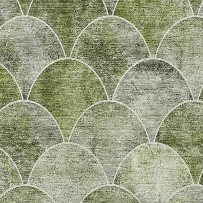 Green Gray And Ivory Abstract Geometric Washable Area Rug With UV Protection Photo 3