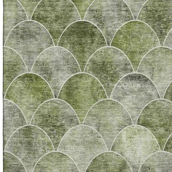 Green Gray And Ivory Abstract Geometric Washable Area Rug With UV Protection Photo 1