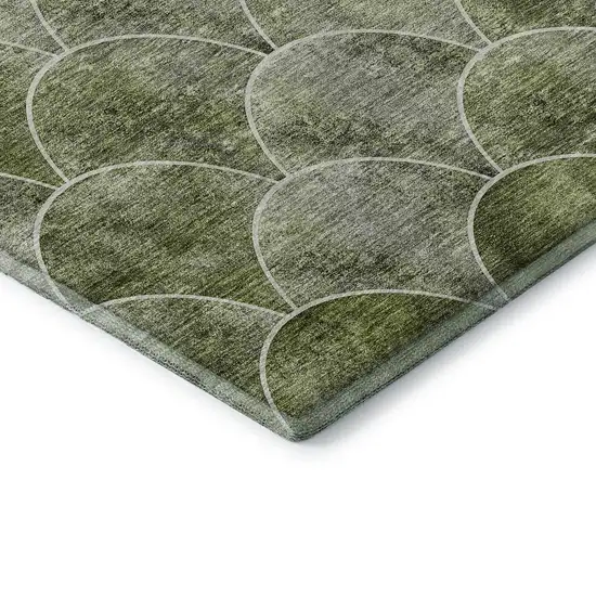 Green Gray And Ivory Abstract Geometric Washable Area Rug With UV Protection Photo 8