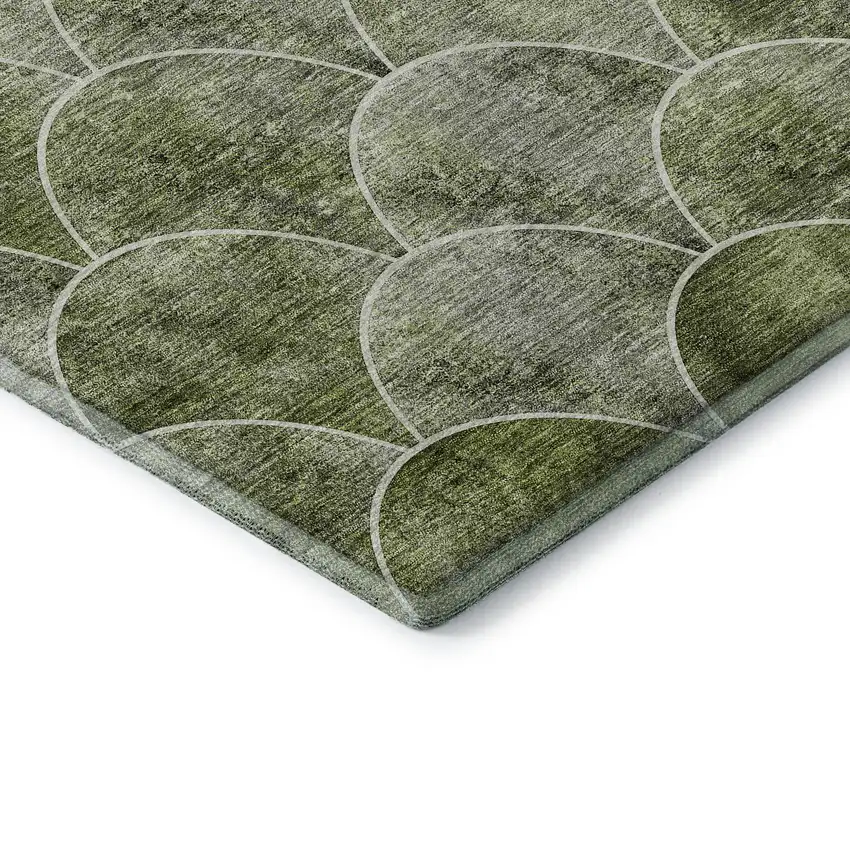 Green Gray And Ivory Abstract Geometric Washable Area Rug With UV Protection Photo 8