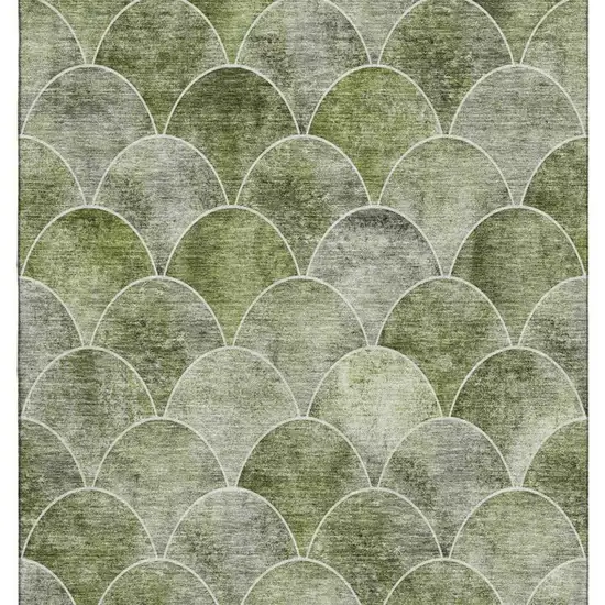 Green Gray And Ivory Abstract Geometric Washable Area Rug With UV Protection Photo 7
