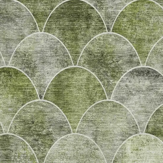 Green Gray And Ivory Abstract Geometric Washable Area Rug With UV Protection Photo 3