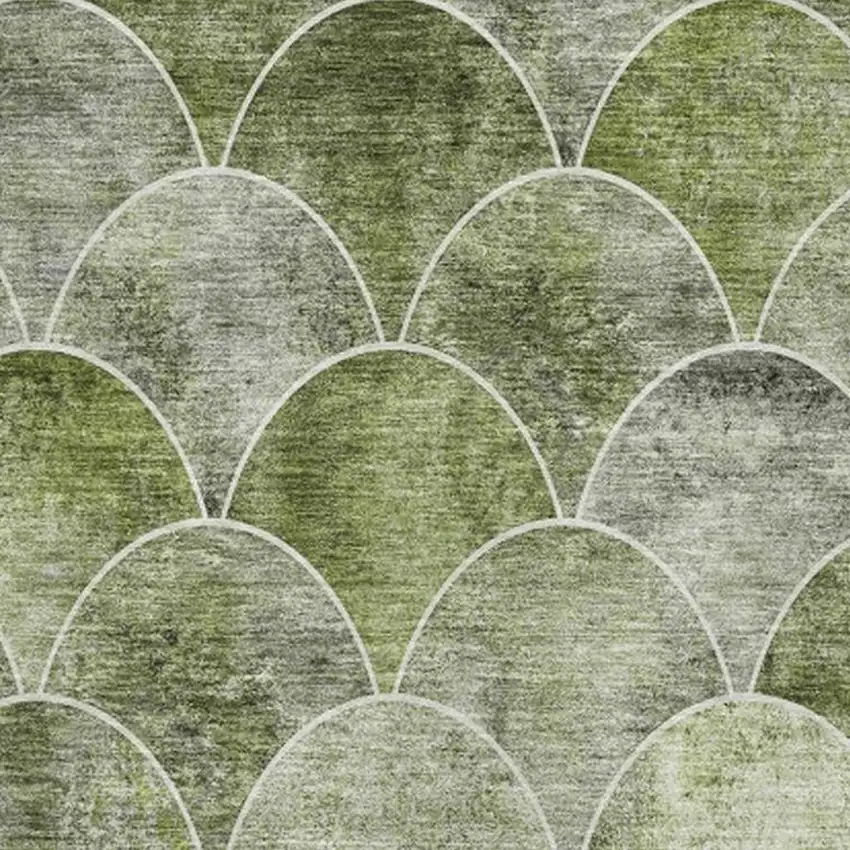 Green Gray And Ivory Abstract Geometric Washable Area Rug With UV Protection Photo 3