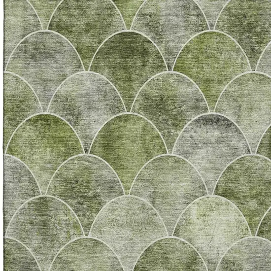 Green Gray And Ivory Abstract Geometric Washable Area Rug With UV Protection Photo 1