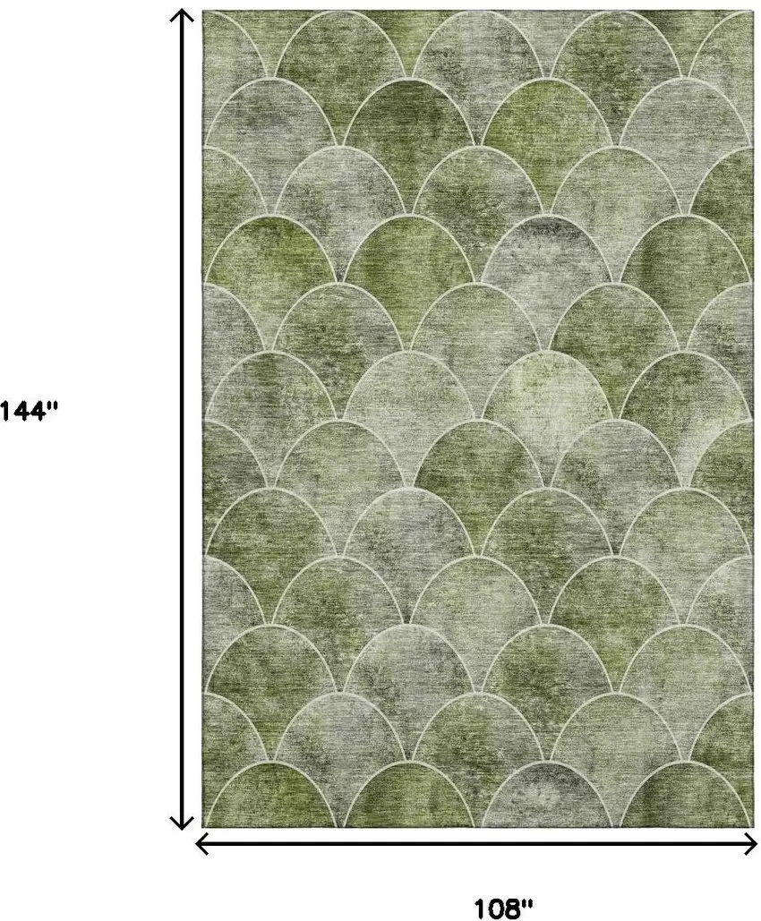 Green Gray And Ivory Abstract Geometric Washable Area Rug With UV Protection Photo 3
