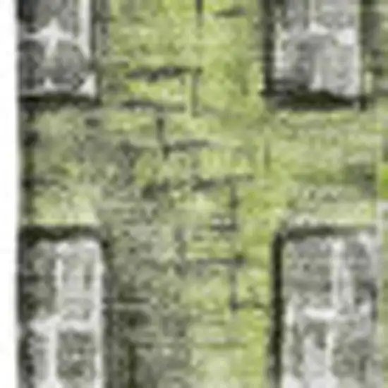 Green Gray And Ivory Abstract Geometric Washable Area Rug With UV Protection Photo 2