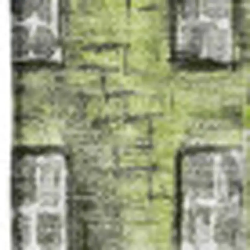 Green Gray And Ivory Abstract Geometric Washable Area Rug With UV Protection Photo 2