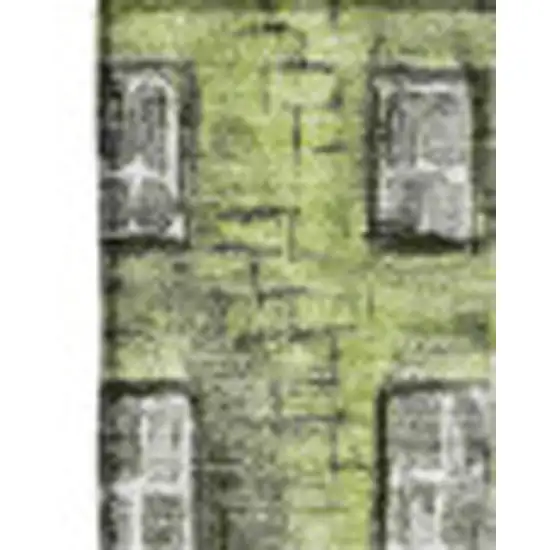 Green Gray And Ivory Abstract Geometric Washable Area Rug With UV Protection Photo 2