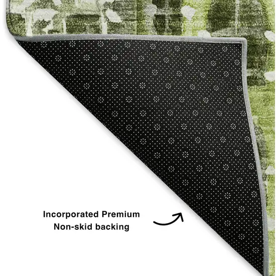 Green Gray And Ivory Abstract Geometric Washable Area Rug With UV Protection Photo 5