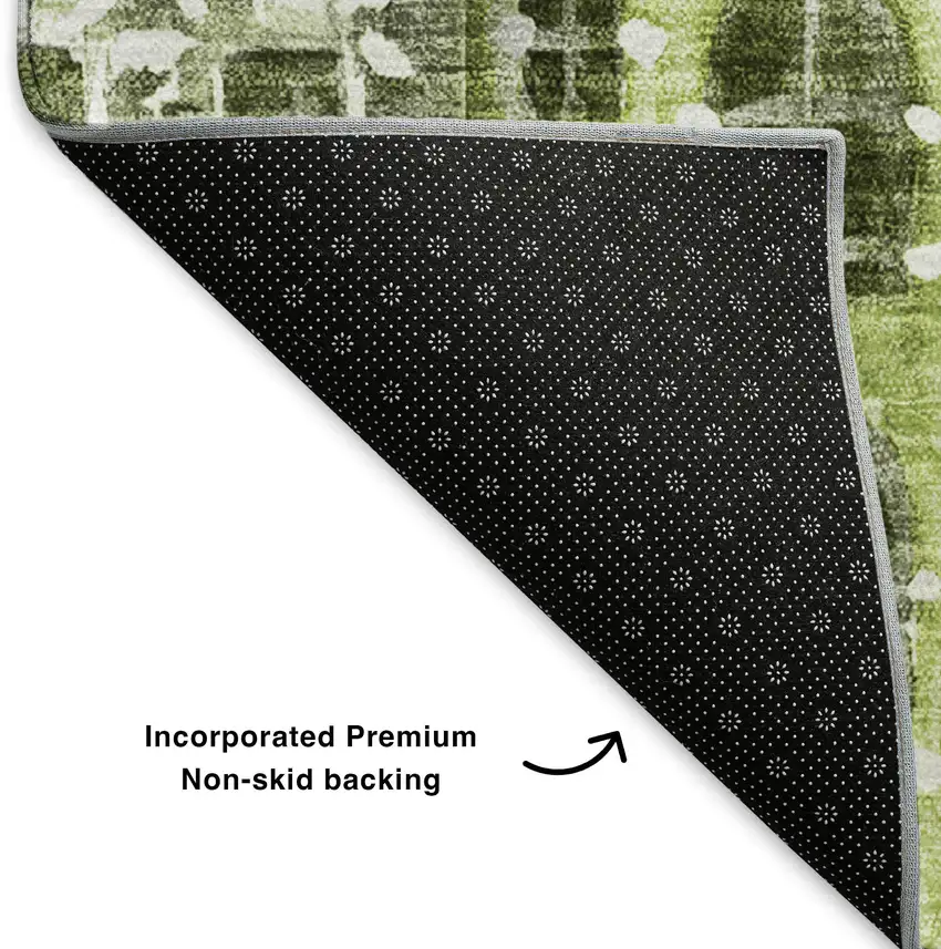 Green Gray And Ivory Abstract Geometric Washable Area Rug With UV Protection Photo 5