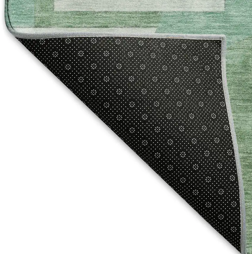 Green Gray And Ivory Abstract Geometric Washable Area Rug With UV Protection Photo 7