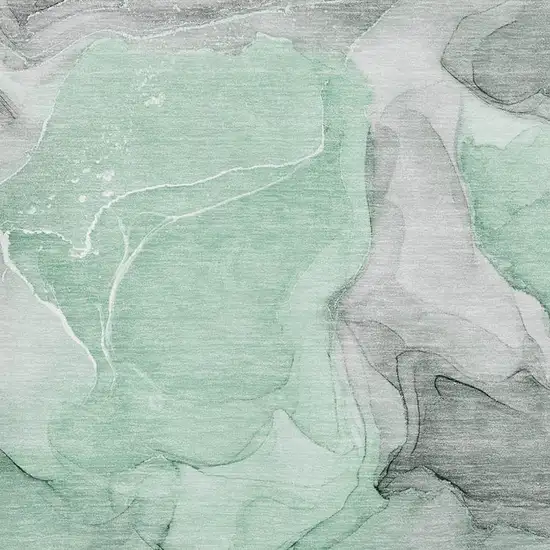 Green Gray And Ivory Abstract Washable Area Rug With UV Protection Photo 3