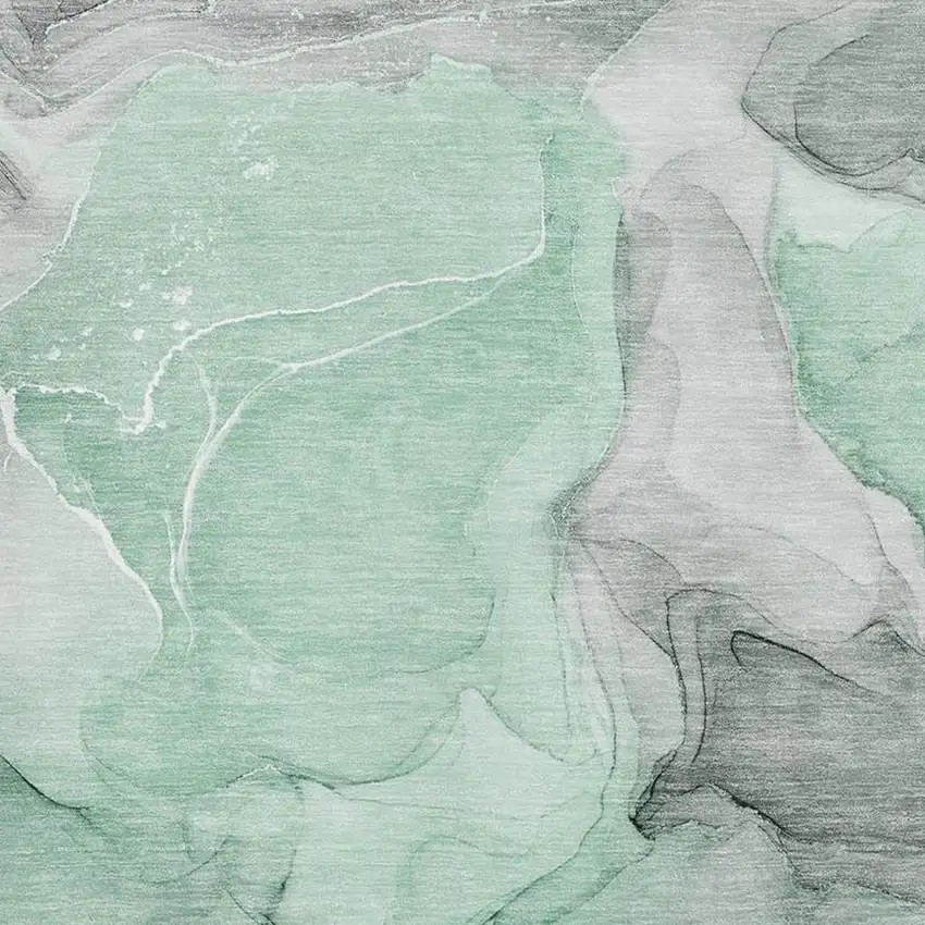 Green Gray And Ivory Abstract Washable Area Rug With UV Protection Photo 3