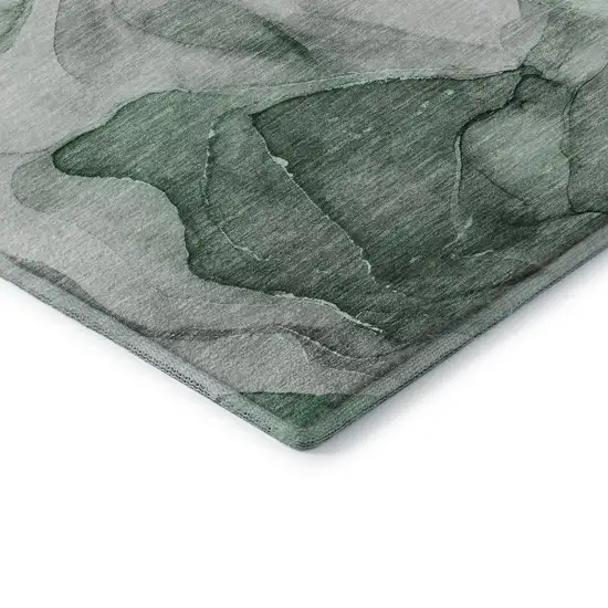 Green Gray And Ivory Abstract Washable Area Rug With UV Protection Photo 6