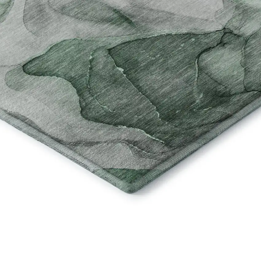 Green Gray And Ivory Abstract Washable Area Rug With UV Protection Photo 6