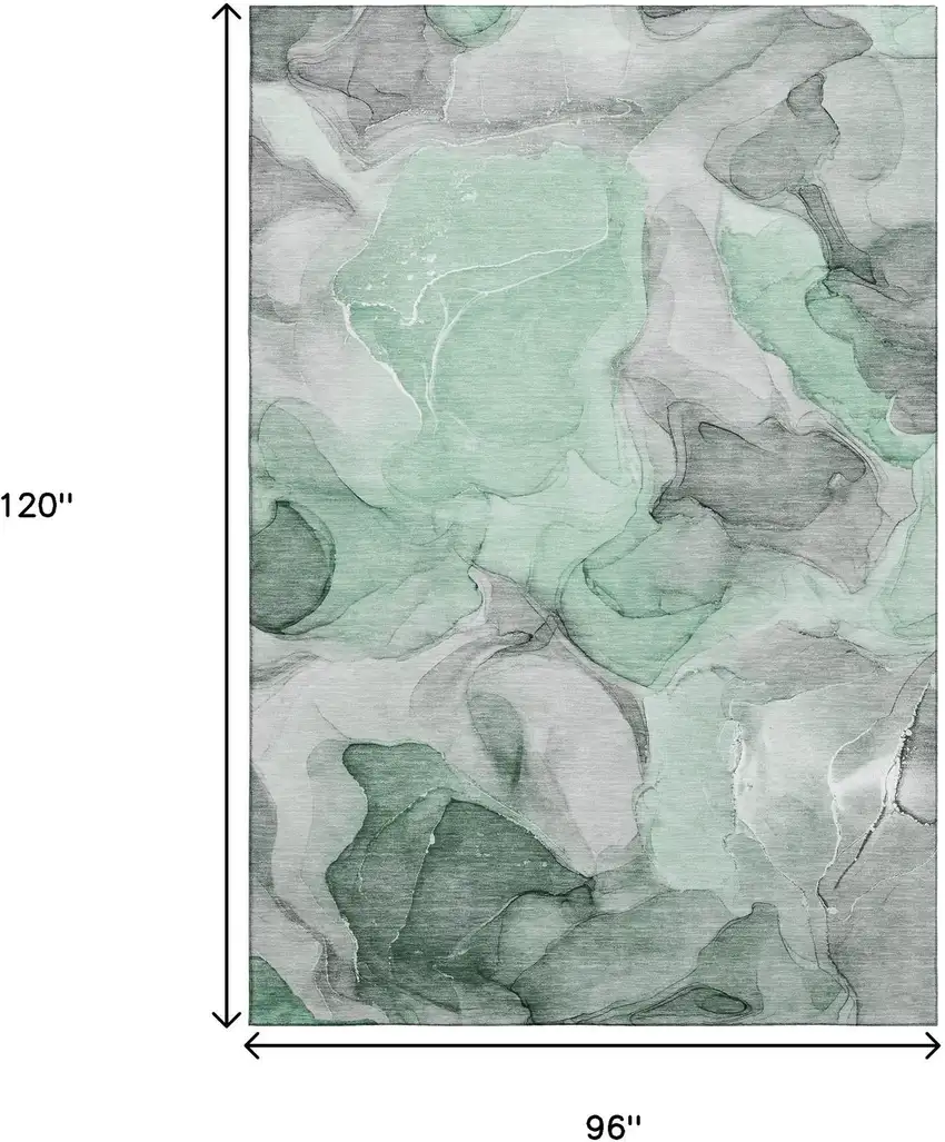 Green Gray And Ivory Abstract Washable Area Rug With UV Protection Photo 8