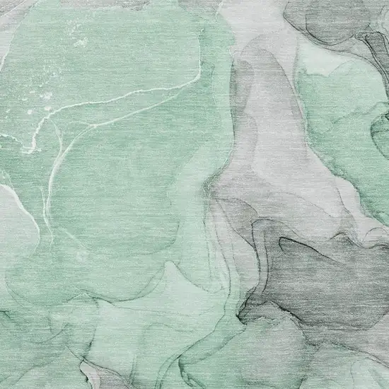 Green Gray And Ivory Abstract Washable Area Rug With UV Protection Photo 3