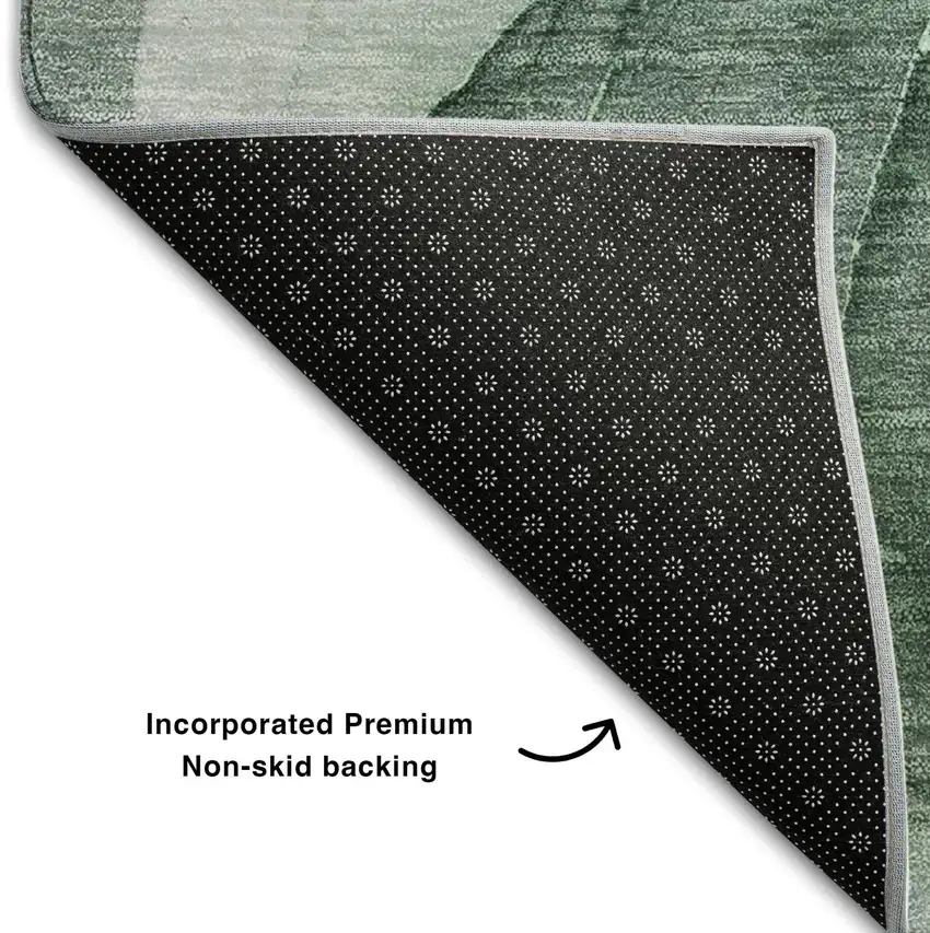Green Gray And Ivory Abstract Washable Area Rug With UV Protection Photo 5