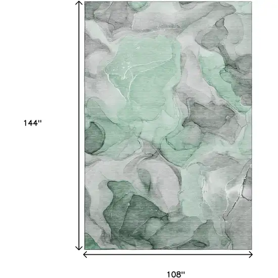 Green Gray And Ivory Abstract Washable Area Rug With UV Protection Photo 3