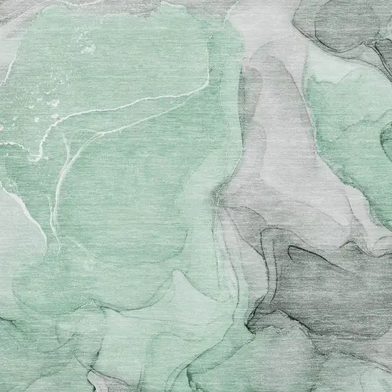 Green Gray And Ivory Abstract Washable Area Rug With UV Protection Photo 3