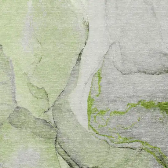 Green Gray And Ivory Abstract Washable Area Rug With UV Protection Photo 3