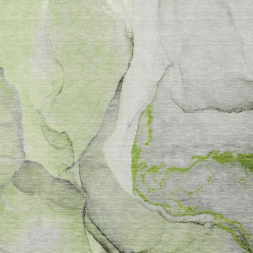 Green Gray And Ivory Abstract Washable Area Rug With UV Protection Photo 3